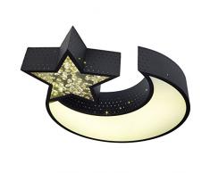 LIVING LED Lampada da soffitto NIGHTSKY metallo EEK A + plafoniera luna e stella nera | Lampada da vivaista design da 30 Watt 2550 lumen bianco caldo | Lampada da letto 55 x 50 cm