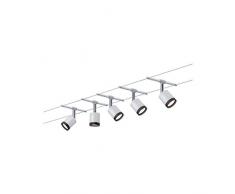 Paulmann 3981Â Wire System Tubeled 5 x 4Â W 230/12Â V Corda Lampada Soffitto Illuminazione Led, Plastica, Integrato, 22Â W, Bianco, Cromato Opaco, 1000 x 16 x 13Â cm