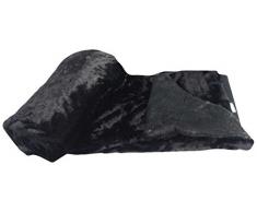 Ourson 34030078-125-U6 - Plaid in Finta Pelliccia di Poliestere, Morbida, 125 x 150 x 0,6 cm, Colore Nero U6