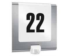 Steinel Lampada da esterno L 220 LED in acciaio inox - Luce da parete con numero civico, 7,5 W, sensore di movimento a 180Â°, raggio max. 10 m, antiurto (IP44)