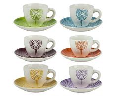 Viscio Trading Casa & Kitchen Servizio Caffe, Ceramica, Multicolore, 6 unitÃ 