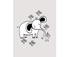 Komar - Quadro da Parete con Elefante Scribble, per Soggiorno, Camera da Letto, Decorazione, Stampa Artistica, Disponibile in 3 Misure, Nero, Bianco, P104D-30x40