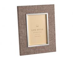 H&H Portafoto Lino Grigio 10X15 Arredo E Decorazioni Casa, Cartone, Argento/Marrone, 10x15 cm