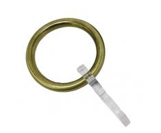 GARDINIA Anello per tenda per bastoni per tenda Ã 20 mm, Incl. ganci pieghevoli, 6 pezzi, Metallo, Ottone