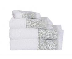 MI CASA Verde - Asciugamano da Bagno a Fiori 500 g, 100% Cotone, 100 x 140 cm