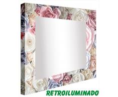 CCRETROILUMINADOS Rose di Colori Specchio da Bagno con Luce, Acrilico, Multicolore, 60Â x 60Â x 5.3Â cm