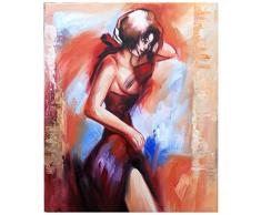 LegendArte Olio su Tela - Quadro su Tela Dipinto a Mano - Inibizioni Senza Veli, cm. 50x60 - Quadro Moderno Soggiorno