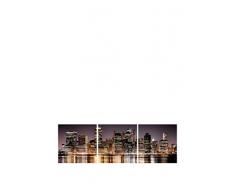 Lo+DeModa Light City River Quadro Trittico, Poliestere/Paulonia, Multicolore, 40x40x1.2 cm