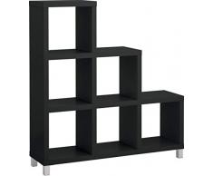 LifeStyleDesign - Scaffale a gradini Kiera, Legno, Nero, 115 x 29 x 122 cm