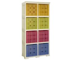 Tontarelli Omnimodus Scaffale con 8 Contenitori Cubo, Angora, 79x47x164 cm