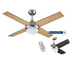 Bastilipo mojÃ¡car ventilatore da soffitto con telecomando E27, 50Â W, nichel, 105Â x 41Â cm