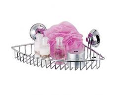 Mondex INX711-00 - Mensola angolare a Ventosa per Bagno, in Metallo Cromato, 30 x 22 x 4 cm