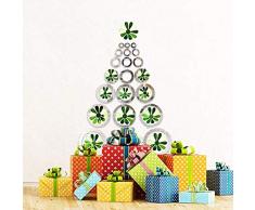 WALPLUS 80 x 45 cm-Specchio Rotondo Art & Specchio 3D, Colore: Verde, Motivo: Fiori, Adesivi da Parete Rimovibile, Motivo: Natale