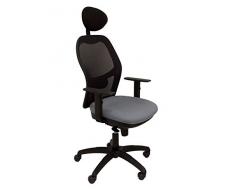 Piqueras Y Crespo (PIQU7) Sedia Jorquera in Rete Nera Seduta Bali Grigio Medio con testiera Fissa Ufficio, Taglia Unica