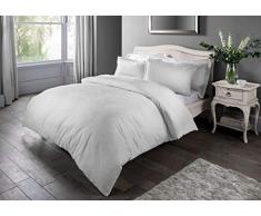 Sleepdown, Set di Biancheria da Letto Damascato Jacquard Argento, Misto Cotone, piumone