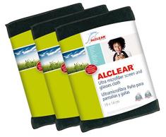 ALCLEAR, Panno pulisci Schermo in Microfibra per iPhone, iPad e iPod, 19 x 14 cm, Grigio (Anthrazit), 3 pz.