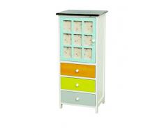 Galileo Casa 2410372 Mobiletto Con Decorazioni E Cassetti, Legno di Paulownia, Multicolore, 91x39x29 cm