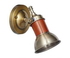 Relaxdays Applique da Parete, Ottone in Stile Antico, Orientabile, Metallo, HxLxP: 17,5 x 12 x 15 cm, Marrone, 1 Paralume