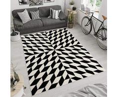 TAPISO MAROKO Tappeto Moderno a Pelo Corto, Geometrico, Stile Marocchino, Motivo a Quadri, Colore Crema, Nero, per Soggiorno, Camera da Letto, Oekotex 120 x 170 cm