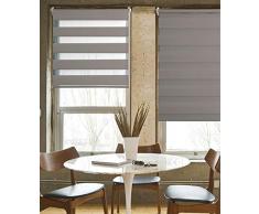 madecostore - Tenda avvolgibile Bimateriale, Tessuto, Grigio, L45 x H190cm (Tissu L42cm)