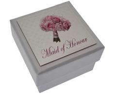 Cotone Bianco Carte Erinnerungsalbum, Matrimonio, dicendo Damigella dOnore Mini Tavolo Regalo Hochzeitsbox, con Bouquet