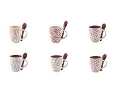 Villa DEste Home Tivoli 2195487 Aurora Set 6 tazzine Caffe c/cucchiaino, Ceramica