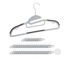 Relaxdays 10026487_1009 XL di Grucce, Asta per Pantaloni Gonne Cravatte, Antiscivolo, Gancio Girevole a 360Â°, Set da 50, Grigio, plastica, Metallo, 22,50 x 41,00 x 0,50cm