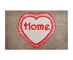 LifeStyle-Mat 100123 Tappetino 1 Cuore Antiscivolo e Lavabile, Ideale per lingresso, Il Guardaroba o la Cucina, 50 x 75 cm, Marrone/Rosso