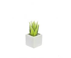 Aufora H0294Â A aloe vera pianta artificiale in vaso quadrato bianco, verde