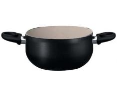 Silex Italia SIL 1719 Linea Ecoceram Casseruola Antiaderente in Allumino con Rinforzo in Ceramica, Diametro 24 cm, 2 Maniglie in Bakelite, Nero