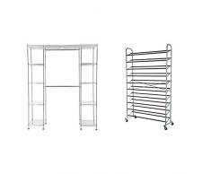 AmazonBasics - Sistema Organizer espandibile per Armadio - Cromato & - Scarpiera per 50 Paia di Scarpe