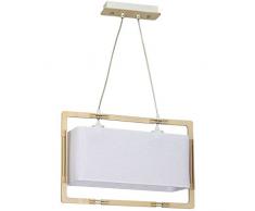 Homemania HOMAX_4438 Lampada a Sospensione Vega Legno in Metallo, Legno, Tessuto, 50 x 14.5 x 80 cm