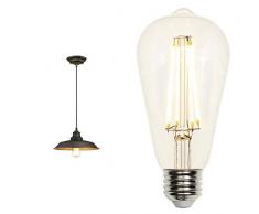 63447 Lampada a sospensione per interni monoluce, finitura bronzata ad olio con punti di risalto, lampadina inclusa