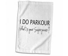3dRose i do Parkour, What s your Superpower, for free running runner ventilatori, colore: Bianco, 15 x 55,9 cm