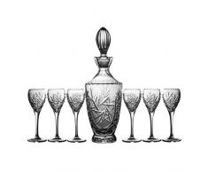 Crystaljulia 03441 - Caraffa e 6 bicchieri da liquore, in cristallo al piombo