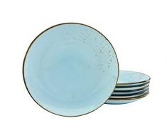 Creatable LIGHTBLUE 22065 - Set di 6 piatti piani in gres, 27 cm, collezione Nature