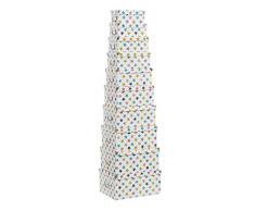 UNIMASA Set di 10 scatole di Cartone Foderate con Stelle, 42 x 32 x 20 cm, Multicolore