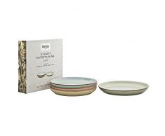 Denby Always Entertaining Deli Set di 4 Piatti Fondi in Pietra, Colori: Blu/Rosa/Giallo/Verde, Misura Media