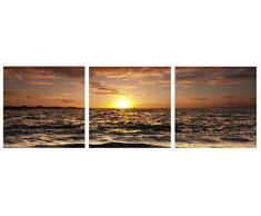 Lo+DeModa Sea at Dusk Set di Tele Trittico, Poliestere/Paulonia, Multicolore, 40.700000000000003x40.700000000000003x1.2 cm, 2 unitÃ 