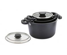 Prestige Kitchen Hacks Alumiunium Nesting 3 Piece saucepot And stockpot Set-Black Set di 3 pentole, Alluminio, Nero, 29.5 x 29.5 x 22 cm, 3 unitÃ 