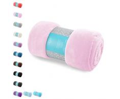 AmeliaHome Tyler Collection - Coperta in Microfibra e Pile, Morbida e Morbida, Poliestere, Rosa, 220 x 240