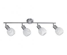 Homemania 3141042 Lampada a Soffitto Sara Plafoniera, Cromo, Bianco in Metallo, Vetro, 69 x 10 x 13.5 cm