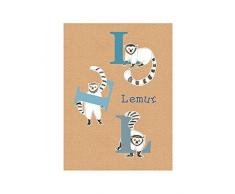 Komar Quadro da Parete ABC Animal L Poster Immagine Soggiorno Camera da Letto Decorazione Stampa Stampa Senza Cornice Disponibile in Tre Misure, Multicolore, P036L-40x50