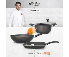 San Ignacio Set Master Batteria da Cucina Gourmet, Alluminio pressato, Grigio Scuro, Padella Ã20Â Padella Wok di Ã28/padella Grill 28Â x 28