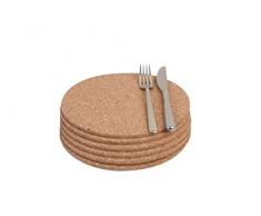 T&G Woodware 6 sottobicchieri Rotondi in Sughero Naturale, 22 x 0,6 cm