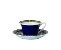 Versace Medusa Tazza e Piatto per tè, Porcellana, Blu, 17 x 17 x 7.7 cm