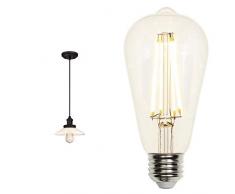 63494 Lampada a sospensione per interni monoluce, finitura bronzata ad olio con vetro opale bianco, lampadina inclusa