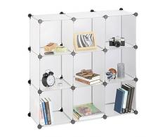 Relaxdays 10021956_50 Scaffale Componibile 9 Scomparti, Divisorio, Plastica, Aperto, Fai da Te, 95 x 95 x 32 cm, Trasparente