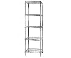 ARCHIMEDE Sistema Componibile Scaffale Cinque Ripiani, Metallo, Cromato, 61.00x61.00x200.00 cm