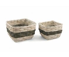 Galileo Casa 2419219 Set 2 Porta Vaso, Legno, Bianco, 26x26x17 cm